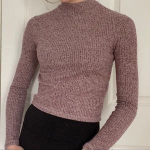 Miss Selfridge | Plum Crop Mock Neck | Size 4